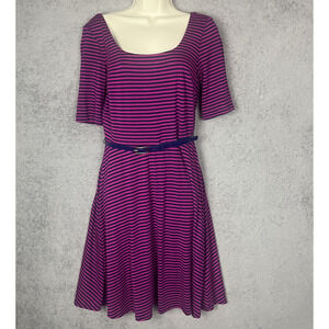 Alyx Limited Dress Womens Medium Striped Fit Flare Belted Short Sleeve